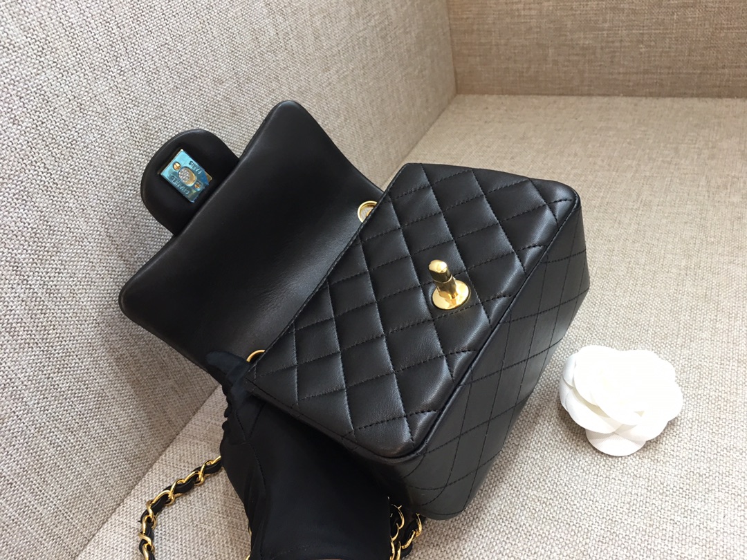 Mini Classic Flap Lambskin Bag A01115 Black/Gold